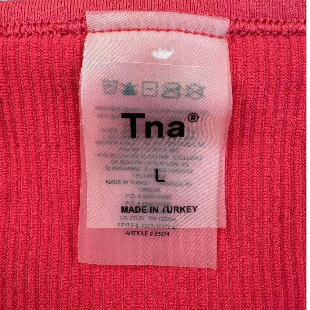TNA Aritzia Burnt Orange Red Ribbed Sports Tank Top Large - Picture 3 of 3